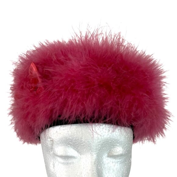 Pink Angora Beret Hat Satin Bow VTG Fuzzy Raspberry French Style 50s 60s Winter - Picture 3 of 11